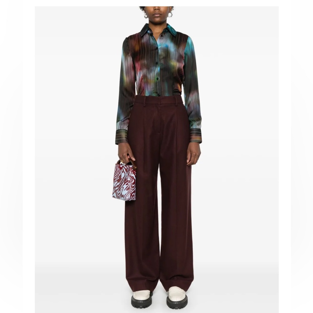 Nwt Forte Forte Brown pleat-detail straight-leg trousers Size 00